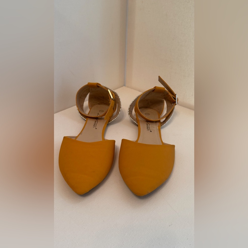 Mustard Yellow Ankle Strap Flats